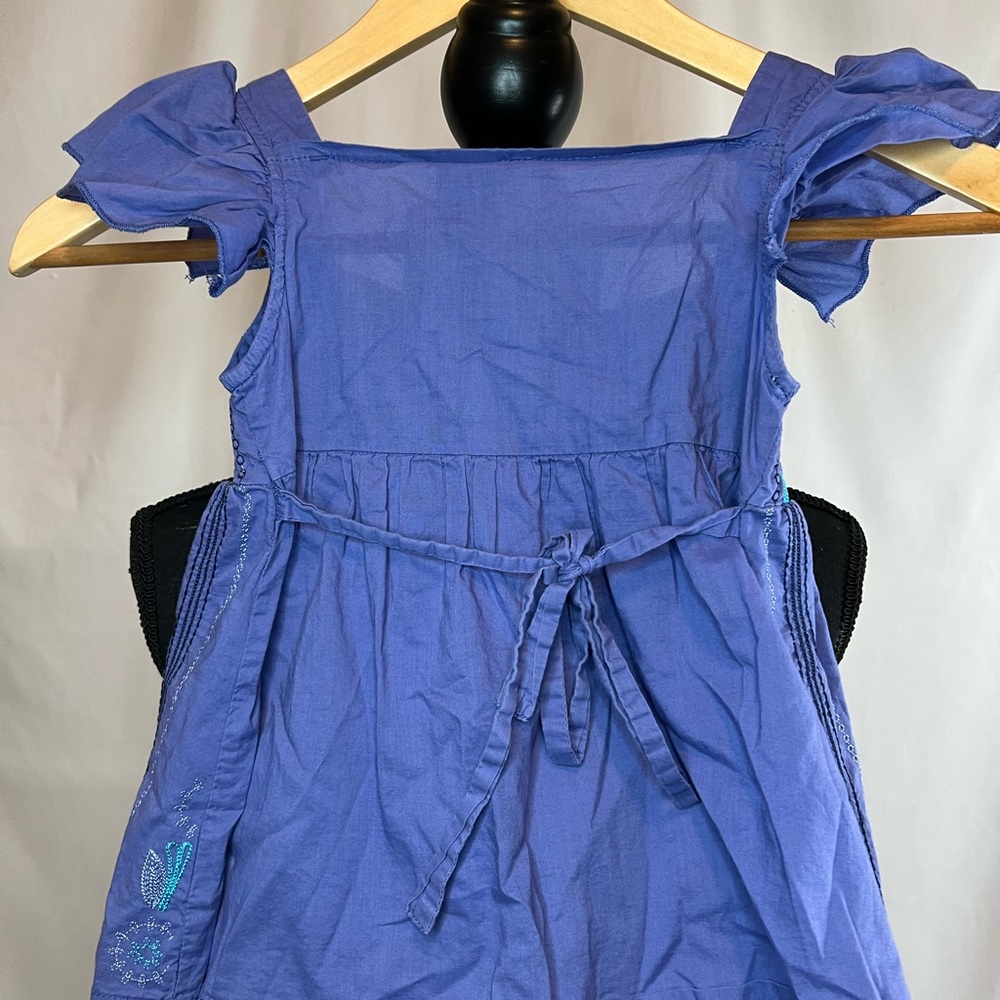 GUESS Flutter Top Tie Back Dress - Blue/Purple with Flowers - Girls Size 5 - Picture 3 of 3